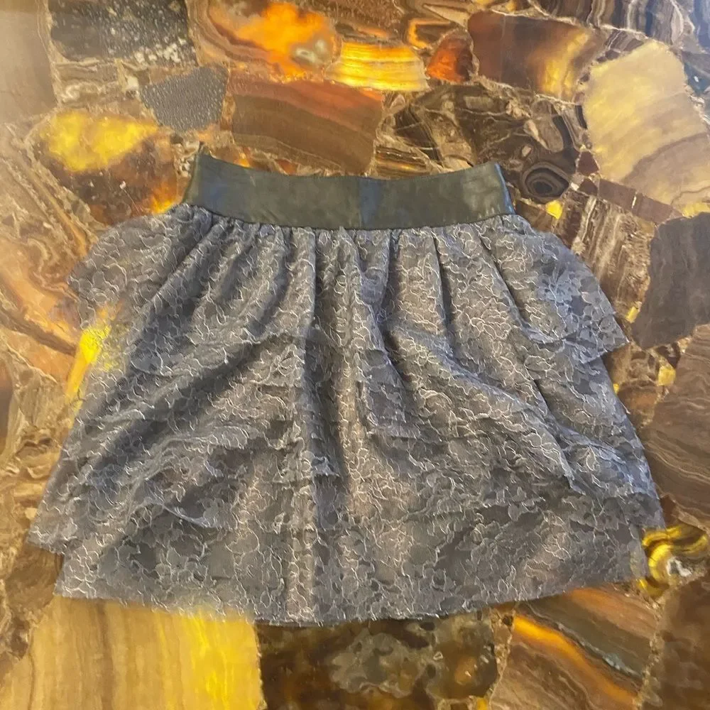 Robert Rodriquez lace/leather mini skirt, size 2